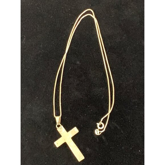 VTG Sterling Silver Cross Pendant Necklace Turquoise Onyx Inlays 7598 Mexico 18" - Picture 7 of 11